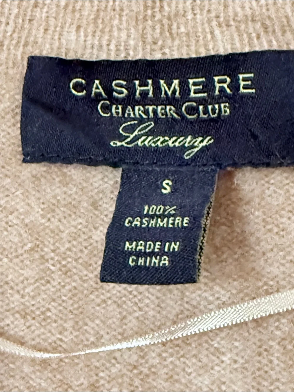 Charter Club Luxury 100% Cashmere Beige Open Front Long Sleeve Cardigan Sz S